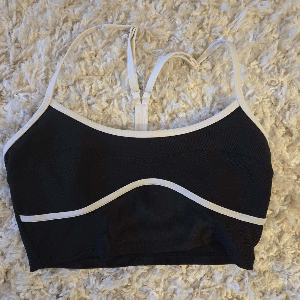L*Space Black and White Sports Bra Size Medium